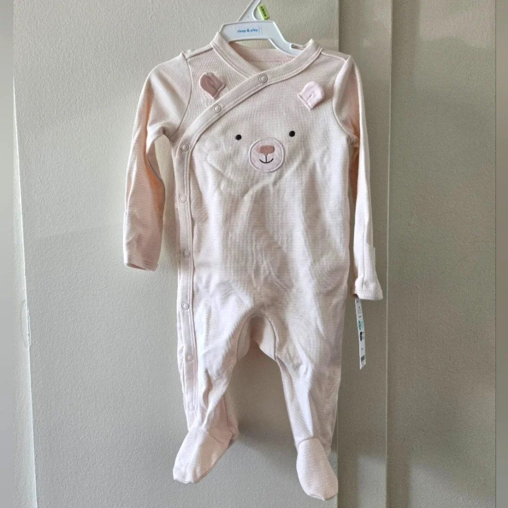 3/$20 Carter's Pink Bear Baby One Piece Footie Pajamas 3 Months NWT - Picture 1 of 3